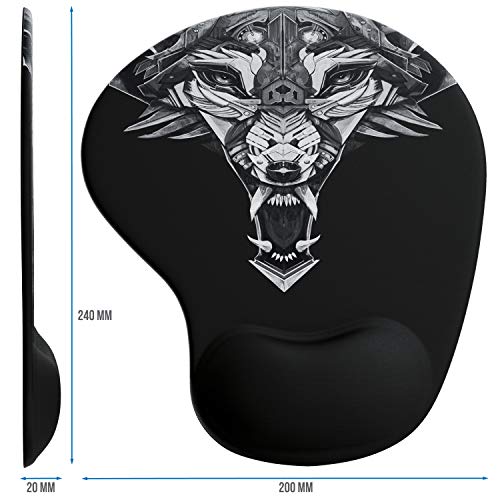 CSL - Mauspad mit Gelkissen - Titanwolf Gaming Handgelenkauflage - Mousepad - Gel Handballenauflage Handauflage Gelpolster ergonomisch - wasserabweisend und abwaschbar - schwarz Bild 3