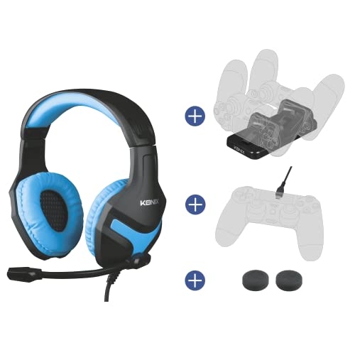 Konix Mythics Gaming-Zubehörpaket für PS4 - PS-400-Headset - Doppel-Ladestation - 3 m USB-Ladekabel - Daumenstützen Bild 1