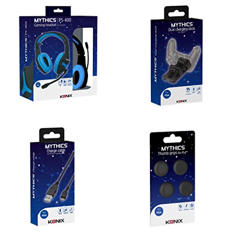 Konix Mythics Gaming-Zubehörpaket für PS4 - PS-400-Headset - Doppel-Ladestation - 3 m USB-Ladekabel - Daumenstützen Bild 7