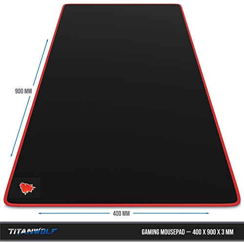 TITANWOLF - XXL Mauspad Gaming Titanwolf 900x400 mm - XXL Mousepad groß Motiv - Tischunterlage Large Size - verbessert Präzision und Geschwindigkeit - auch für Roccat Razer Logitech Maus und Tastatur Bild 2