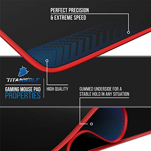 TITANWOLF - XXL Mauspad Gaming Titanwolf 900x400 mm - XXL Mousepad groß Motiv - Tischunterlage Large Size - verbessert Präzision und Geschwindigkeit - auch für Roccat Razer Logitech Maus und Tastatur Bild 4