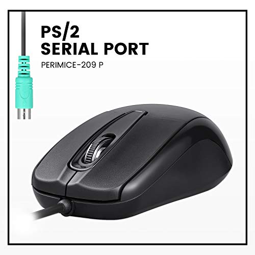 Perixx 10442 Perimice-209 P Kabelgebundene PS2-Maus mit Scrollrad und optischer Auflösung mit 1000 DPI für Computer, 1,8 m Kabel, Schwarz Bild 2