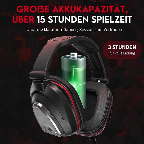 2.4G Wireless Gaming Headset für PS4,PS4 Slim Nintendo Switch und PC Deep Bass und rotierende Metallohrmuscheln Bild 4