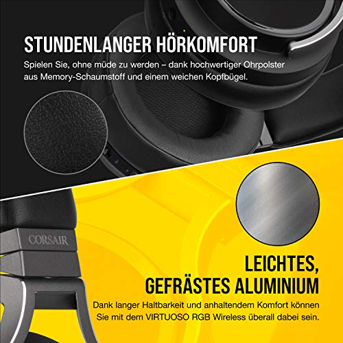 Corsair Virtuoso RGB Wireless High-Fidelity Gaming Headset - 7.1 Surround Sound - Abnehmbares Omnidirektionales Mikrofon - iCUE-Kompatibel - PC, Mac, PS5, PS4, Nintendo Switch, Mobile - Carbon Bild 4