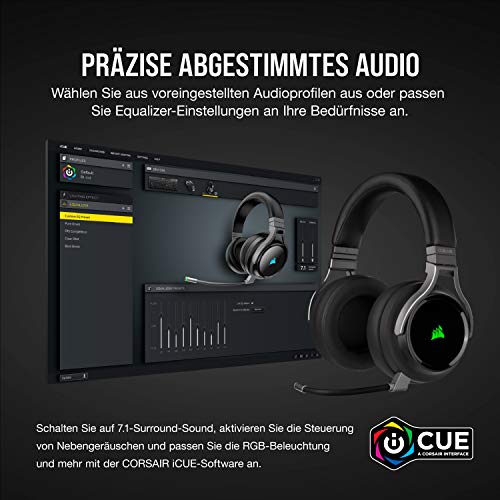 Corsair Virtuoso RGB Wireless High-Fidelity Gaming Headset - 7.1 Surround Sound - Abnehmbares Omnidirektionales Mikrofon - iCUE-Kompatibel - PC, Mac, PS5, PS4, Nintendo Switch, Mobile - Carbon Bild 6