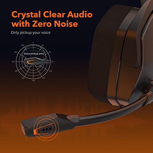 NUBWO N16 Gaming Headset – Mikrofon mit Geräuschunterdrückung, Stereo Sound und Komfortables Design für PS5, PS4, Xbox One, NS, PC, Laptop und Mac - Orange Bild 2