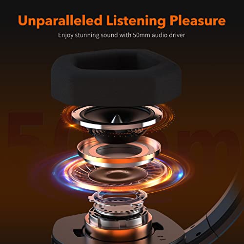 NUBWO N16 Gaming Headset – Mikrofon mit Geräuschunterdrückung, Stereo Sound und Komfortables Design für PS5, PS4, Xbox One, NS, PC, Laptop und Mac - Orange Bild 3