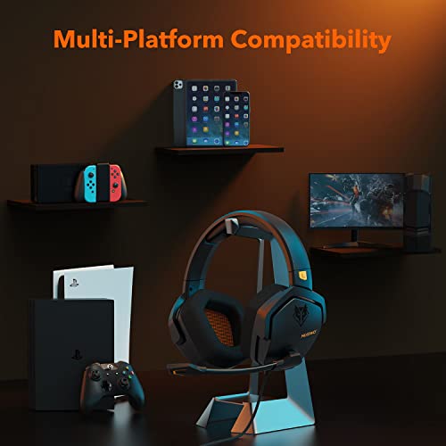 NUBWO N16 Gaming Headset – Mikrofon mit Geräuschunterdrückung, Stereo Sound und Komfortables Design für PS5, PS4, Xbox One, NS, PC, Laptop und Mac - Orange Bild 5