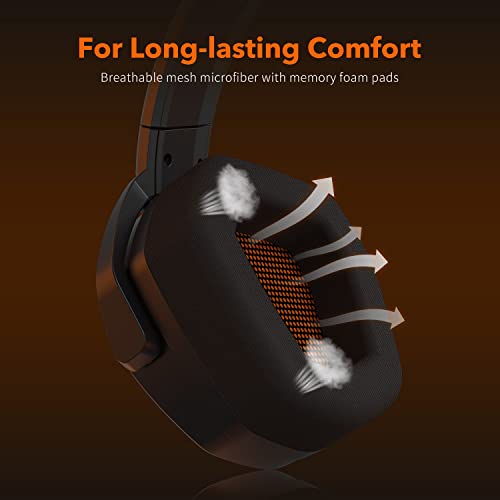 NUBWO N16 Gaming Headset – Mikrofon mit Geräuschunterdrückung, Stereo Sound und Komfortables Design für PS5, PS4, Xbox One, NS, PC, Laptop und Mac - Orange Bild 6
