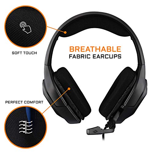 THE G-LAB Korp Cobalt Gaming Headset - Stereo Mikrofon, Ultraleicht, Ultra Bass Stereo Headset - 3,5 mm Klinke für PC PS4 PS5 Xbox One Mac Nintendo Switch Tablet Smartphone (Schwarz) Bild 4
