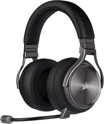 Corsair Virtuoso RGB Wireless SE High-Fidelity-Gaming-Headset (7.1-Surround-Sound, Omnidirektionales Mikrofon in Broadcast-Qualität, Kompatibel mit PC, PS4, Switch und Mobilgeräten) Gunmetal Bild 1