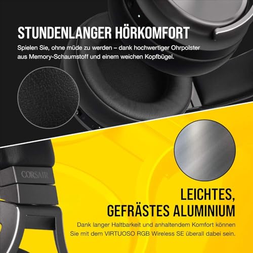 Corsair Virtuoso RGB Wireless SE High-Fidelity-Gaming-Headset (7.1-Surround-Sound, Omnidirektionales Mikrofon in Broadcast-Qualität, Kompatibel mit PC, PS4, Switch und Mobilgeräten) Gunmetal Bild 4
