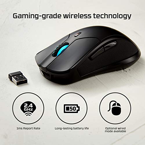 HyperX Pulsefire Dart – Kabellose RGB Gaming Maus, Softwaregesteuerte Anpassung, 6 Programmierbare Knöpfe, Qi-Charging Batterie bis zu 50 Stunden – PC, PS4, Xbox One kompatibel Bild 2