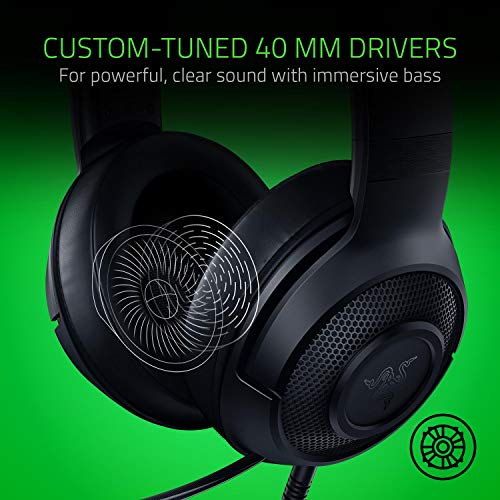 Razer Kraken X Lite - Kabelgebundenes Ultraleichtes PC Gaming-Headset - Surround Sound - biegbares Nierenmikrofon (230g leicht, 3,5 Klinke für PS4, PS5, Switch, Xbox One, Xbox Series X|S) Schwarz Bild 6