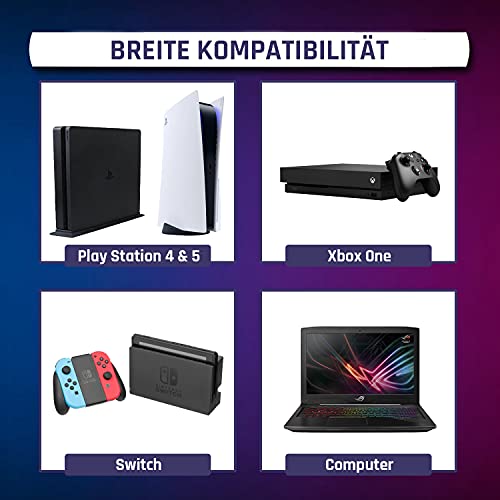 KLIM Rush Headset mit Mikrofon + Kompatibel mit PC Mac PS4, PS5 Nintendo Switch iOS Android + 3,5 mm Klinkenstecker + Gaming Kopfhörer + Komfortables und einstellbares Gaming Headset Bild 6