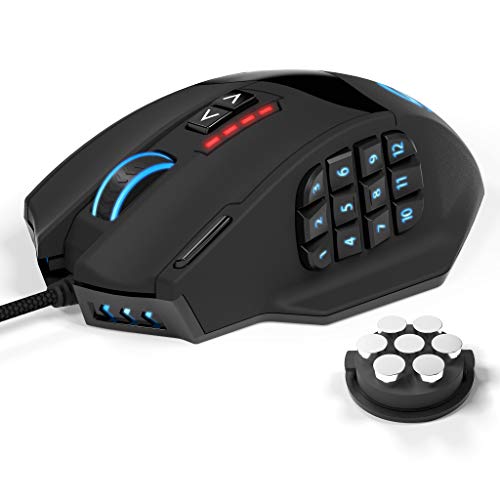 UtechSmart Venus Gaming Maus 16400 DPI USB Laser MMO Gaming Mouse, 18 programmierbare Tasten,16400 DPI Abtastrate, konfigurierbare LED-Farb-Beleuchtung, ergonomisches Design Bild 1