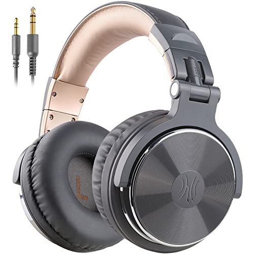 OneOdio Over Ear Kopfhörer mit Kabel, 50mm Treiber, Bassklang, 6.35 & 3.5mm Klinke, Share-Port, Geschlossene DJ Headphones für Studio, Podcast, Monitor, Handy, PC, MP3/4 (Pro-10 Grau Gold) Bild 1