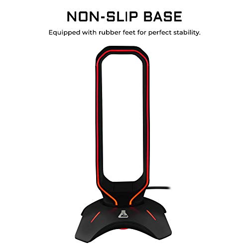 THE G-LAB K-Stand Radon Gaming Kopfhörer Stander - RGB-Hintergrundbeleuchtung, USB-Hub 2 x 2,0, rutschfeste Basis - Universalhalterung für Gamer-Kopfhörer - PC PS4 PS5 Xbox (Schwarz) Bild 6