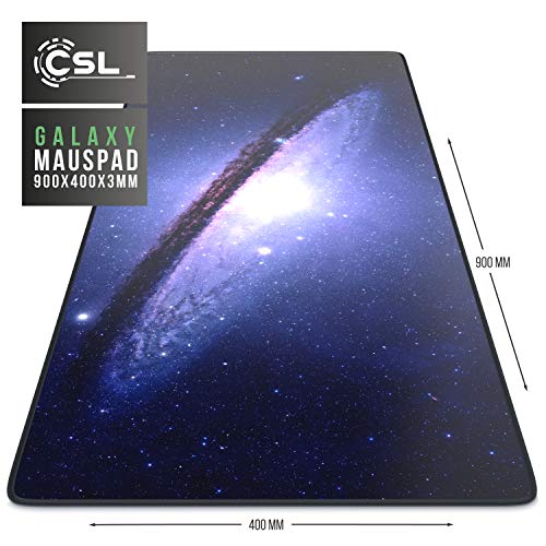 CSL - XXL Mauspad Gaming 900x400 mm - XXL Mousepad groß mit Motiv - Tischunterlage Large Size - verbessert Präzision und Geschwindigkeit - auch für Roccat Razer Logitech Maus und Tastatur - Galaxy Bild 3