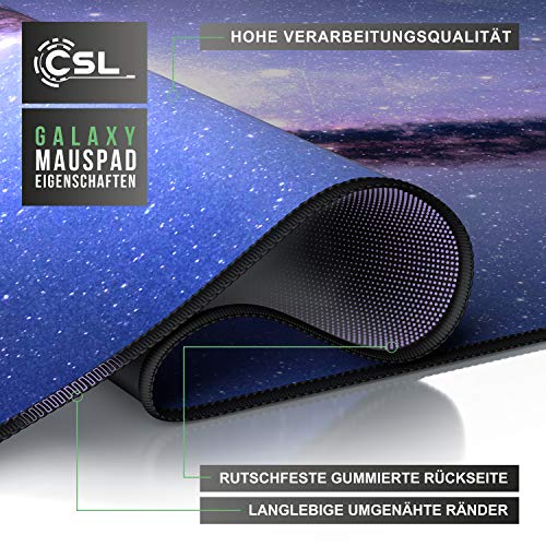 CSL - XXL Mauspad Gaming 900x400 mm - XXL Mousepad groß mit Motiv - Tischunterlage Large Size - verbessert Präzision und Geschwindigkeit - auch für Roccat Razer Logitech Maus und Tastatur - Galaxy Bild 4