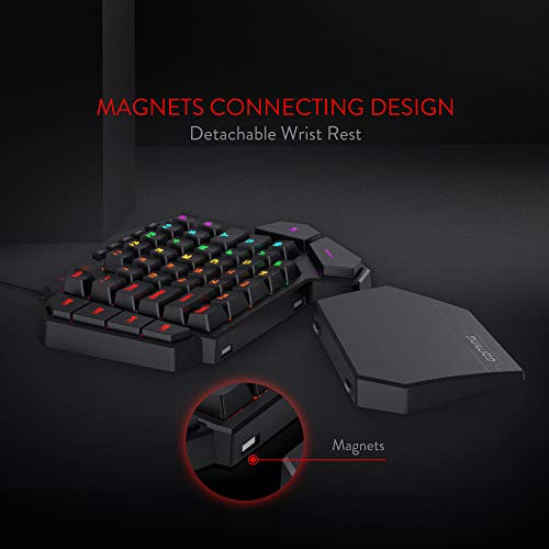 Redragon K585 DITI Einhand RGB Mechanische Gaming-Tastatur, Braune Schalter, Typ-C Professionelle mit 7 Integrierten Makrotasten, Abnehmbare Handgelenkstütze, 42 Tasten Bild 5
