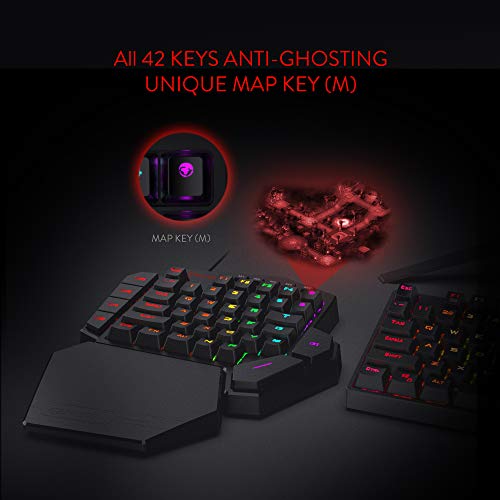 Redragon K585 DITI Einhand RGB Mechanische Gaming-Tastatur, Braune Schalter, Typ-C Professionelle mit 7 Integrierten Makrotasten, Abnehmbare Handgelenkstütze, 42 Tasten Bild 6