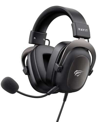 havit Gaming Headset mit Mikrofon - Gaming Kopfhörer [3,5mm Klinke für PC, Xbox und PlayStation] - Gamer Kopfhörer Over Ear [mit Noise Cancelling] - Metallic Schwarz Bild 1