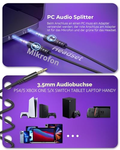 havit Gaming Headset mit Mikrofon - Gaming Kopfhörer [3,5mm Klinke für PC, Xbox und PlayStation] - Gamer Kopfhörer Over Ear [mit Noise Cancelling] - Metallic Schwarz Bild 5