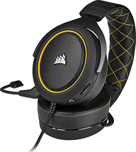 Corsair HS60 Pro Surround Gaming Headset (7.1 Surround Sound, Anpassbare Memory-Schaumstoff Ohrmuscheln, Abnehmbares Rauschunterdrückung-Mikrofon, für PC, Xbox One, PS4, Switch und Mobilgeräte) gelb Bild 3