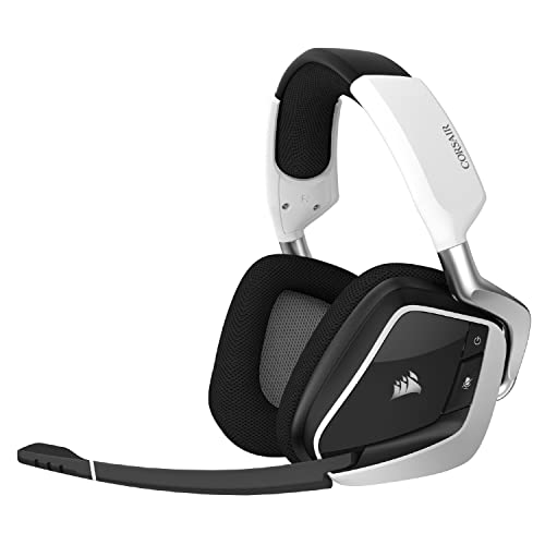 Corsair Void RGB Elite Wireless-Gaming-Headset – 7.1-Surround-Sound, Omnidirektionales Mikrofon – Mikrofaser-Netz-Ohrpolster – 12 Meter Reichweite – iCUE-Kompatibel – PC, Mac, PS5, PS4 – Weiß Bild 1