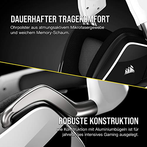 Corsair Void RGB Elite Wireless-Gaming-Headset – 7.1-Surround-Sound, Omnidirektionales Mikrofon – Mikrofaser-Netz-Ohrpolster – 12 Meter Reichweite – iCUE-Kompatibel – PC, Mac, PS5, PS4 – Weiß Bild 5