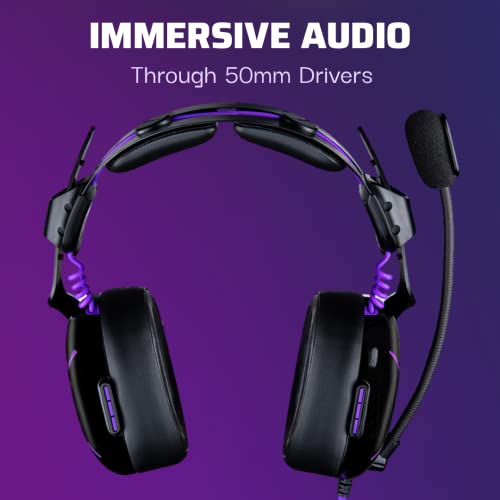 Victrix Pro AF verkabelt Professional Esports Gaming Kopfhörer mit Cooling: PlayStation PS4, PS5, PC - Schwarz / lila Bild 2