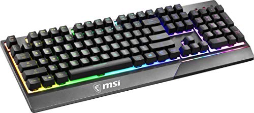 MSI Vigor GK30 Gaming-Tastatur, QWERTZ, DE Layout - Mechanische Membran-Switches, wasserfest, RGB Mystic Light, Beleuchtungs- & Media-Hotkeys, rutschfeste Game Base, vergoldeter USB 2.0 - Full-Size Bild 3