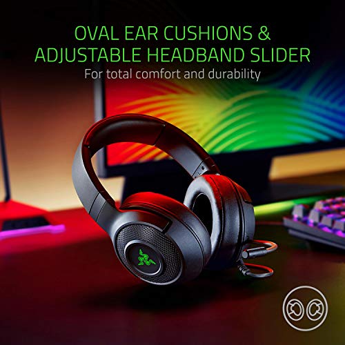 Razer Kraken X USB Ultralight Gaming Headset: 7.1 Surround Sound - Leichter Rahmen - Grüne Logo-Beleuchtung - Integrierte Audio-Steuerung - Biegbares Nierenmikrofon - Für PC - Klassisches Schwarz Bild 5