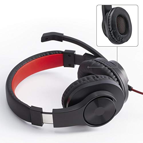 Hama USB Headset, Over Ear Kopfhörer mit Mikrofon (Headset mit Lautstärkenregler und verstellbarem Mikrofonarm, für Videokonferenzen, Homeoffice, Callcenter, eLearning, USB-A-Stecker) schwarz, rot Bild 4