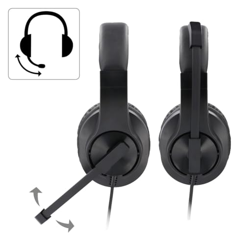 Hama PC Headset, Over Ear Kopfhörer mit Mikrofon (Headset mit Lautstärkenregler und verstellbarem Mikrofonarm, für Videokonferenzen, Homeoffice, Callcenter, eLearning, 2 Klinkenstecker 3,5mm) schwarz Bild 3