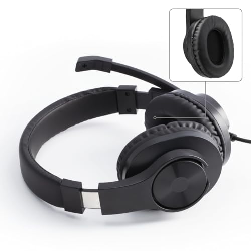 Hama PC Headset, Over Ear Kopfhörer mit Mikrofon (Headset mit Lautstärkenregler und verstellbarem Mikrofonarm, für Videokonferenzen, Homeoffice, Callcenter, eLearning, 2 Klinkenstecker 3,5mm) schwarz Bild 5