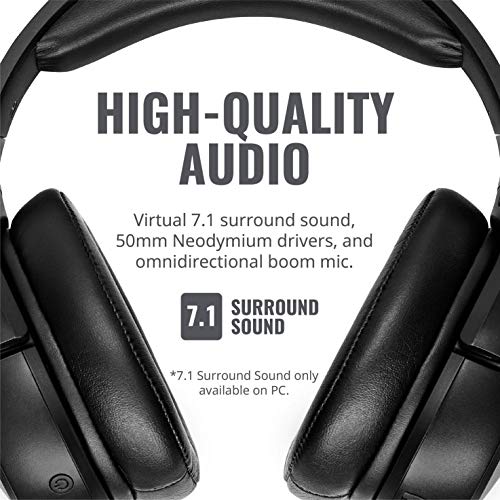 Cooler Master MH670 Wireless-Gaming-Headset mit virtuellem 7.1-Surround-Sound-PC und Konsole, Kompatibel mit 50-mm-Neodym-Audiotreibern,ultraklarem Boom-Mikrofon und tragbarem Rahmen-USB Typ A/C/3,5mm Bild 3