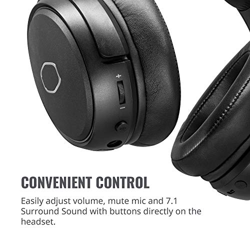 Cooler Master MH670 Wireless-Gaming-Headset mit virtuellem 7.1-Surround-Sound-PC und Konsole, Kompatibel mit 50-mm-Neodym-Audiotreibern,ultraklarem Boom-Mikrofon und tragbarem Rahmen-USB Typ A/C/3,5mm Bild 4