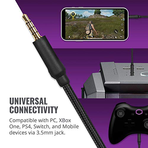 Cooler Master MH670 Wireless-Gaming-Headset mit virtuellem 7.1-Surround-Sound-PC und Konsole, Kompatibel mit 50-mm-Neodym-Audiotreibern,ultraklarem Boom-Mikrofon und tragbarem Rahmen-USB Typ A/C/3,5mm Bild 6