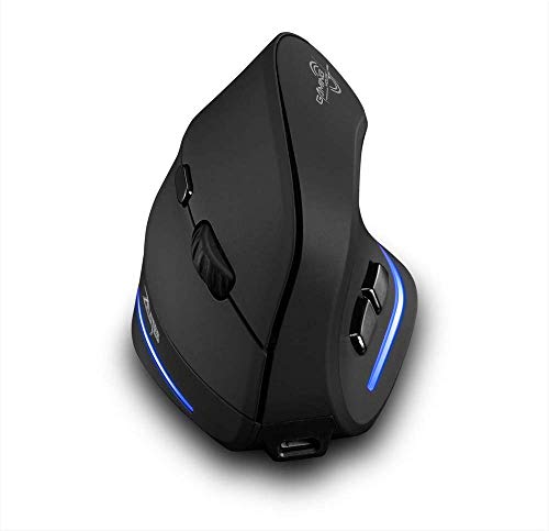 zelotes Kabellose Maus,Wiederaufladbar,2400DPI,6 Tasten,Vorbeugung Gegen Mausarm,Vertikale Ergonomische Maus Kabellos,Funkmaus für Laptop,PC,Mac,Schwarz Bild 1