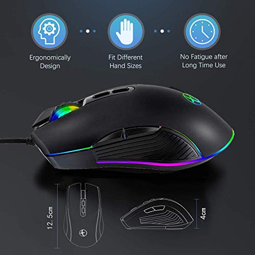 IULONEE Gaming Maus USB Typ C RGB Kabelgebundene Computer Mäuse Ergonomische Gamer Mouse Kompatibel mit M@c, PC, Matebook, Chromebook, Universal Laptop Windows Zubehör Schwarz Bild 3