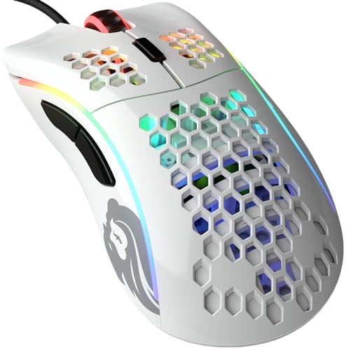 GLORIOUS Gaming Model D Wired Gaming Mouse – superleichtes Wabendesign mit 68 g, RGB-Beleuchtung, ergonomisch, Pixart 3360 Sensor, Omron-Schaltern, PTFE-Füße, 6 Tasten – Glänzend Weiß Bild 1