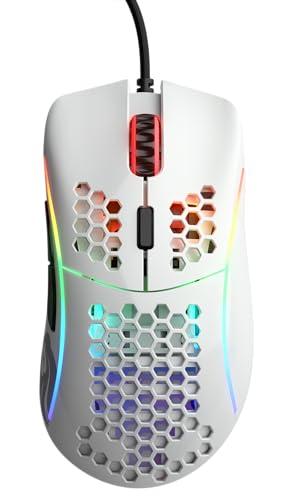 GLORIOUS Gaming Model D Wired Gaming Mouse – superleichtes Wabendesign mit 68 g, RGB-Beleuchtung, ergonomisch, Pixart 3360 Sensor, Omron-Schaltern, PTFE-Füße, 6 Tasten – Glänzend Weiß Bild 2