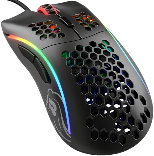GLORIOUS Gaming Model D Wired Gaming Mouse – superleichtes Wabendesign mit 68 g, RGB-Beleuchtung, ergonomisch, Pixart 3360 Sensor, Omron-Schaltern, PTFE-Füße, 6 Tasten – Mattschwarz Bild 1