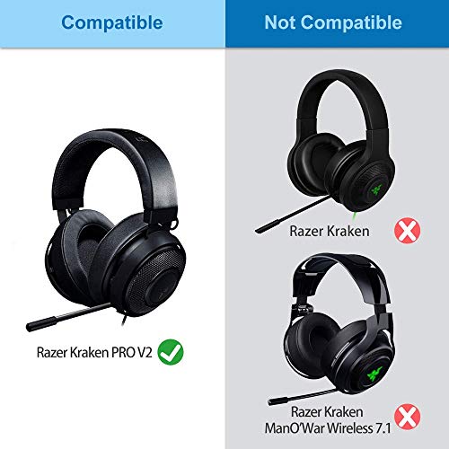MMOBIEL Ersatz Ohrpolster für Razer Kraken 7.1 V2 / Razer Kraken Pro V2 Gaming Kopfhörer Protein PU Kopfhörer Ohrpolster – Ersatzpolster - Schwarz Bild 6