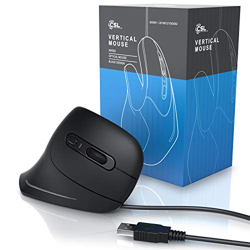 CSL - optische Maus - Mouse Vertikale Ausführung - Computermaus USB kabelgebunden - 800-3200 DPI - Vertikalmaus - ergonomisches Design - Vorbeugung gegen Mausarm Tennisarm - mit Kabel - PC und MAC Bild 6