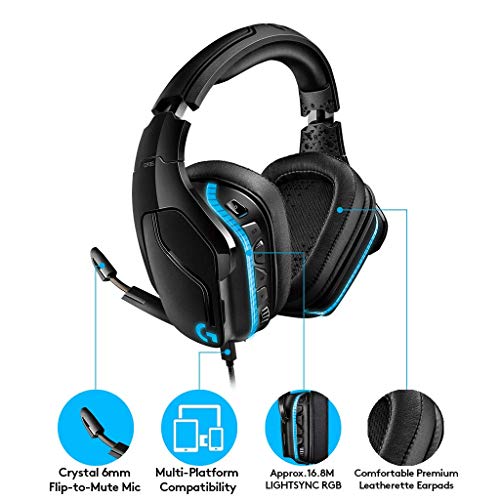 Logitech G935 Kabelloses Gaming-Kopfhörer (mit 7.1 Surround Sound, 50 mm Pro-G Klangtreiber, LYGHTSYNC RGB) (Generalüberholt) Bild 6