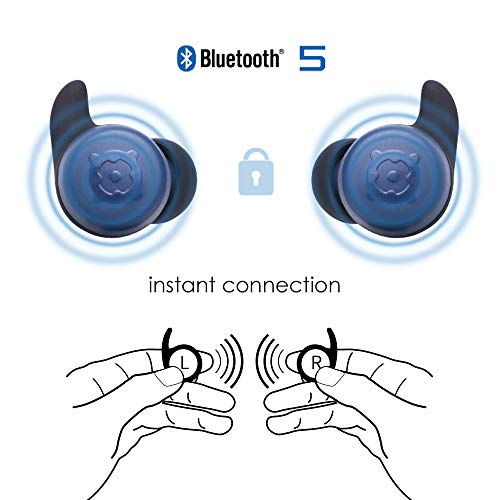 Boompods BOOMBUDS X True Wireless – Bluetooth-Ohrhörer, IPX 6, wasserdicht/schweißfest, Ergofit, tragbare, magnetische Ladehülle, Beste Sport-Kopfhörer, blau, Einheitsgröße Bild 2