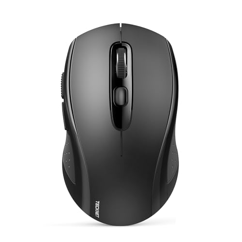 TECKNET Bluetooth Maus, 4000 DPI Maus Kabellos (Tri-Mode: BT 5.0/3.0+2.4GHz) Funkmaus mit USB-Empfänger, Ergonomische Tragbare Mouse Bluetooth für Laptop PC Computer, Mac OS, Android, Windows, Schwarz Bild 1